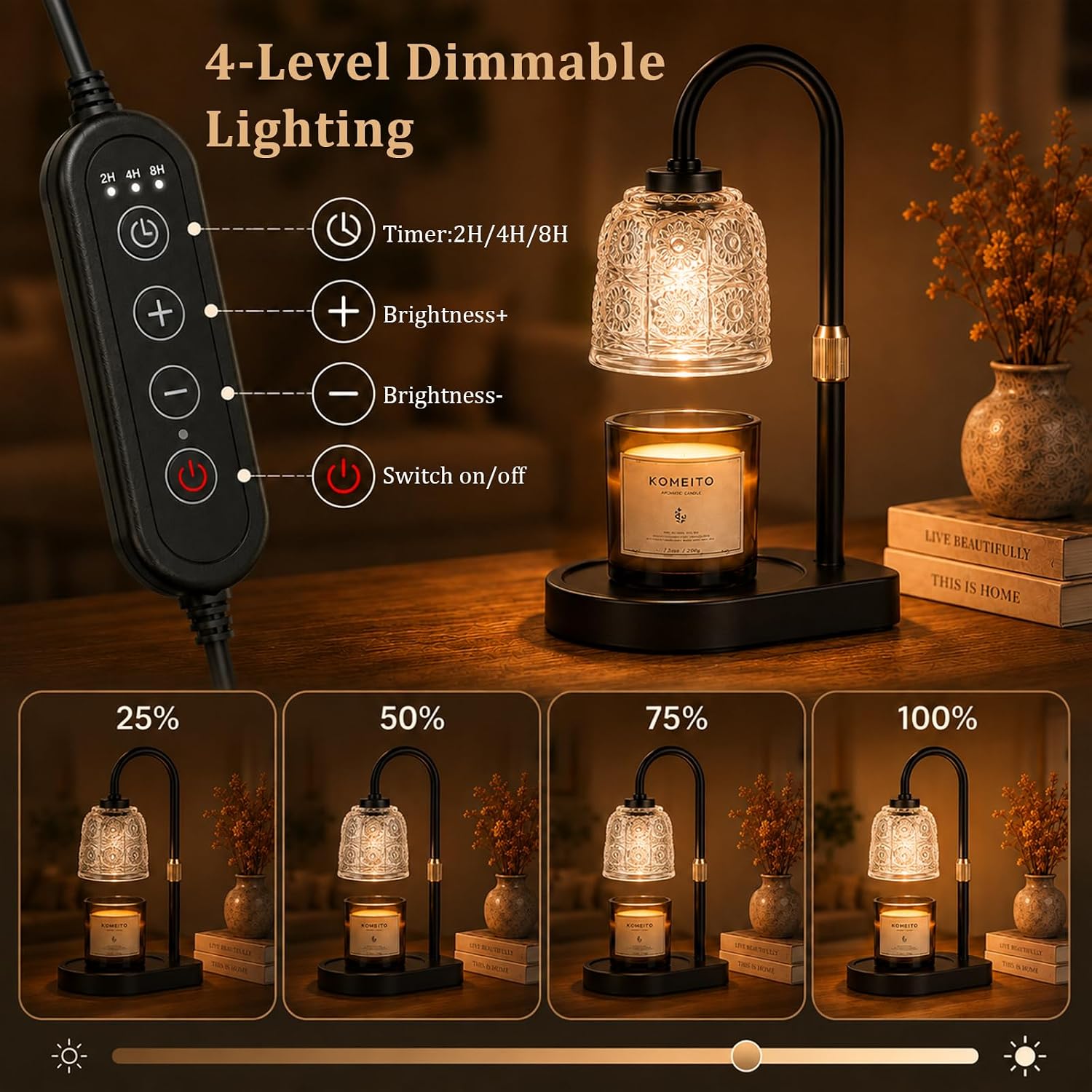 Adewalk Black Crystal-Cut Candle Warmer Lamp — photo 3 of 12