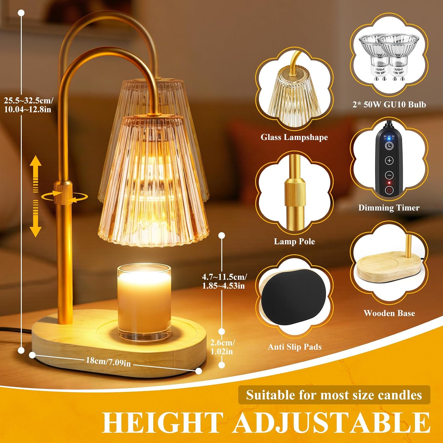 Caldarax Gold Glass Candle Warmer Lamp — photo 4 of 14