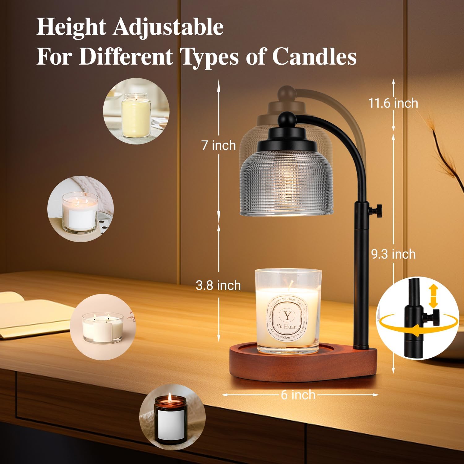 Fenxyo Black Glass Candle Warmer Lamp — photo 3 of 14