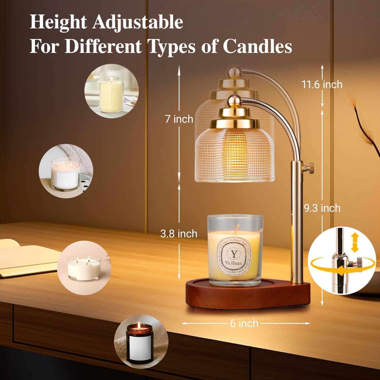 Fenxyo Gold Glass Candle Warmer Lamp — photo 3 of 14