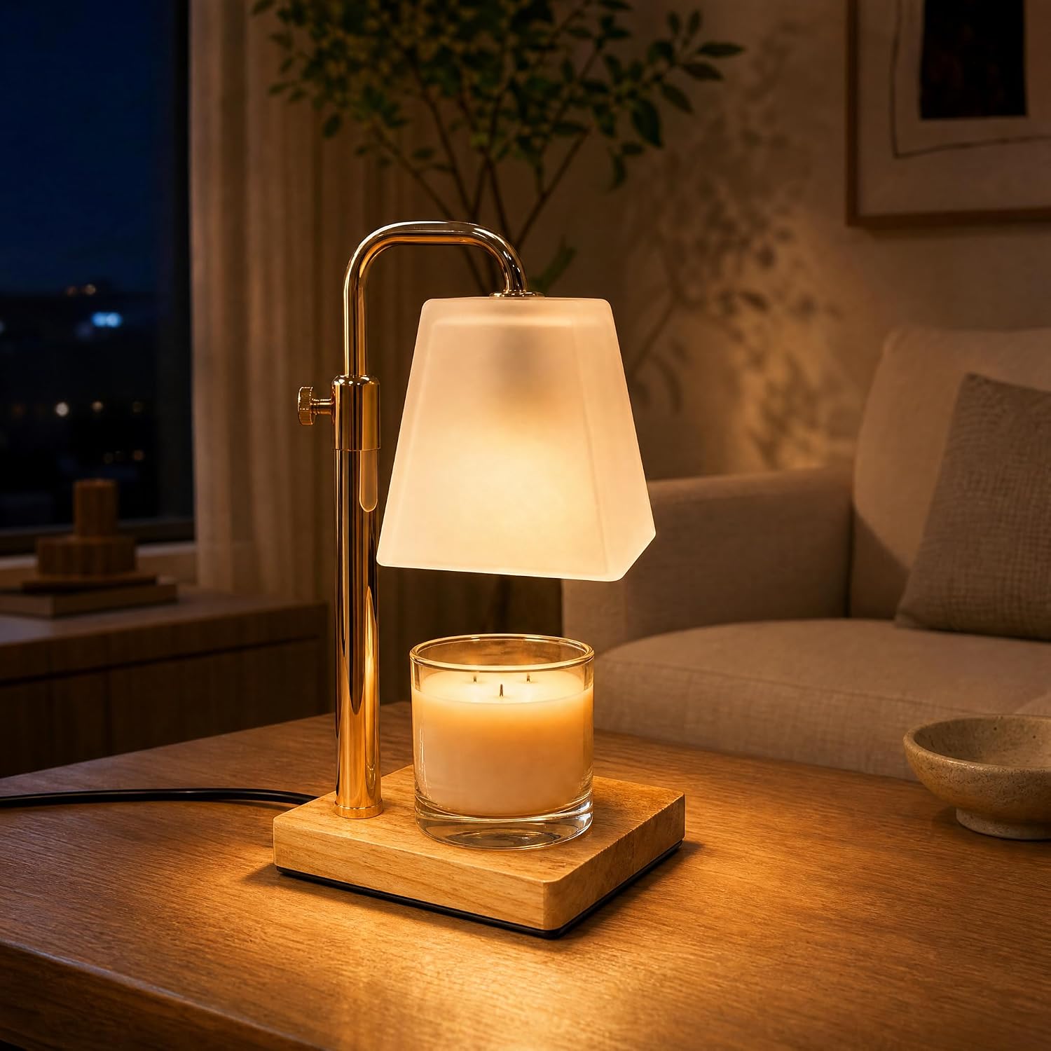 QUIGO White Candle Warmer Lamp, white candle warmer lamp with a decorative shade