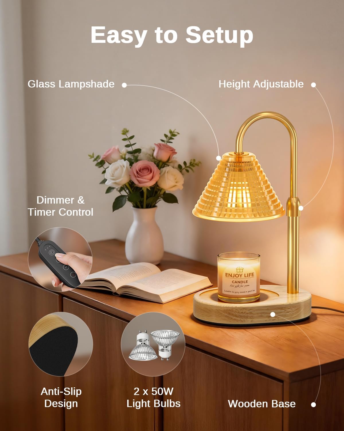 SoulBay Gold Glass Candle Warmer Lamp — photo 4 of 16