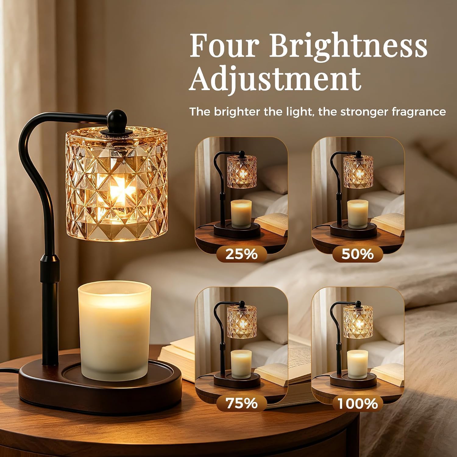 TEMZICK Walnut Crystal-Cut Candle Warmer Lamp — photo 3 of 14