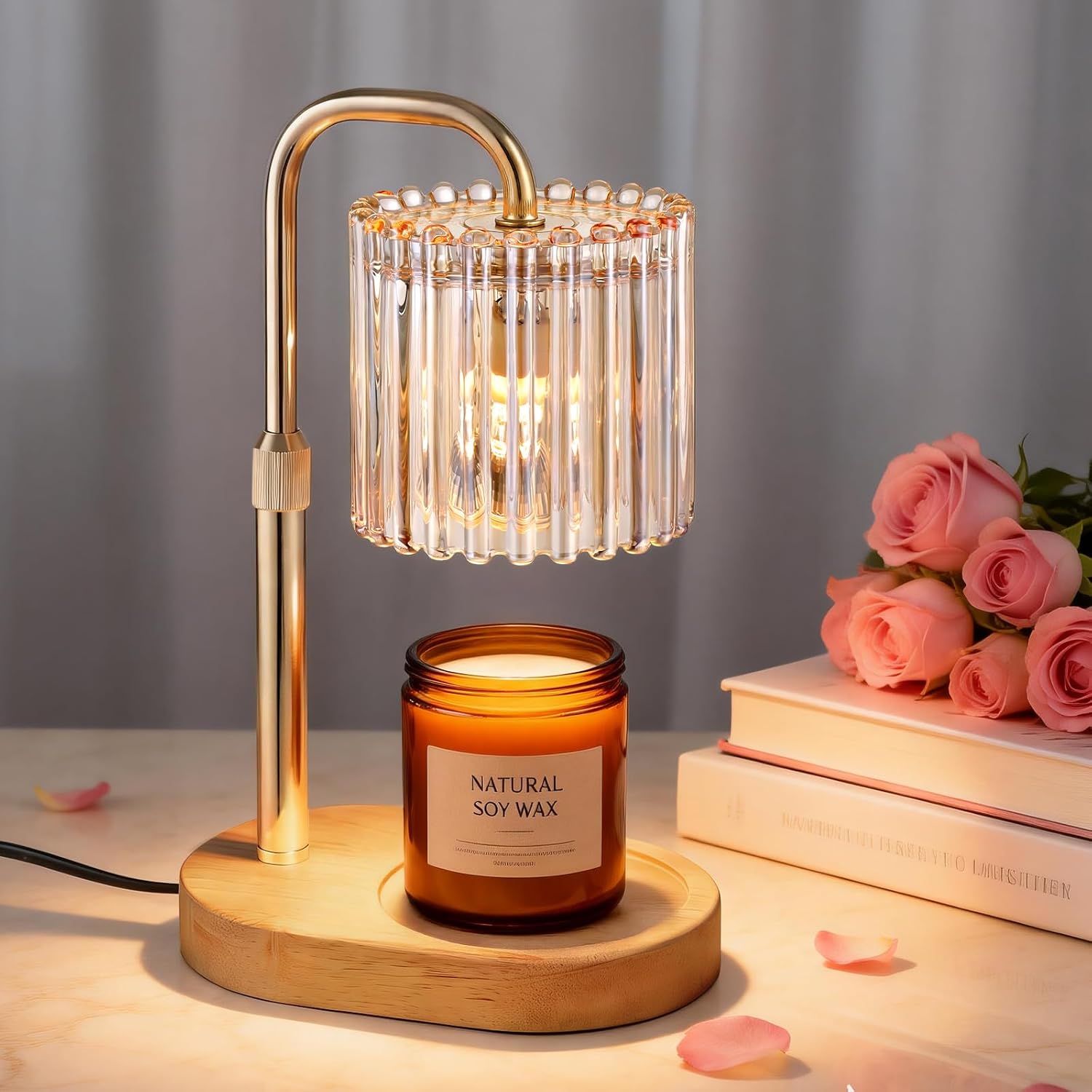 Tuocal Amber Candle Warmer Lamp, amber candle warmer lamp with a lampshade