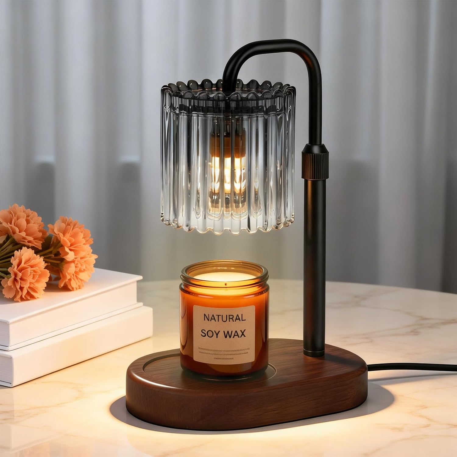 Tuocal Grey Candle Warmer Lamp, grey candle warmer lamp with a lampshade